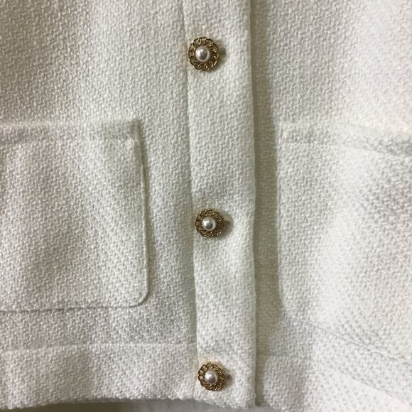 J.Crew White Tweed Lady Jacket with Gold Buttons - Picture 4 of 16